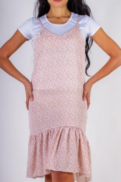 светло розовый + бежевый цветочек