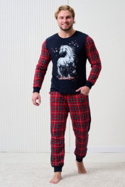 лошадь+красно-синяя клетка