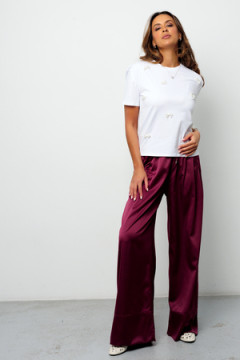 Брюки на резинке атласные 398BRD