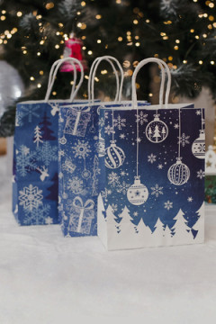 Набор крафт-пакетов подарочных новогодних 3 шт