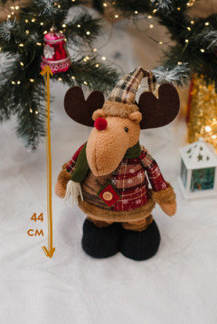 Игрушка новогодняя с выдвижными ногами Олень черные ботинки коричневый