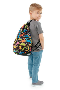 Мешок для обуви объемный Динозавры черный