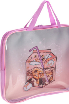Папка-сумка на молнии с ручками А4, KAWAII (П-1485) с прозр вставкой, с дизайном, 350х265х40мм