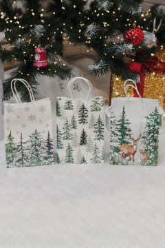 Набор крафт-пакетов подарочных новогодних 3 шт