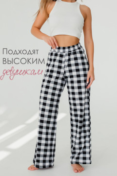 Брюки палаццо домашние широкие красная клетка