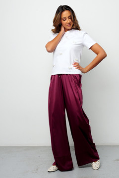 Брюки на резинке атласные 398BRD