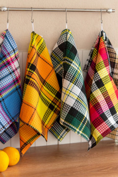 Набор полотенец вафельн."Шотландка" 40*75 см (5шт)