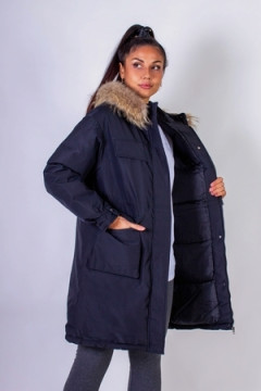 Куртка удлиненная с капюшоном натуральный мех арт. 619
