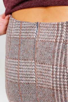 Юбка теплая в клетку миди 273-1BRN