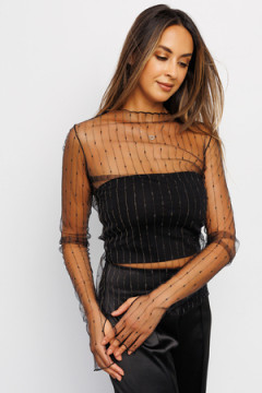 Лонгслив сетка с топом 366BLK