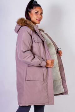 Куртка удлиненная с капюшоном натуральный мех арт. 619