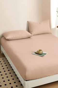 Простыня на резинке, с высотой борта 25 см "boiled cotton" - Вареный (стираный) хлопок»