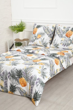 КПБ С листьями ананасы полисатин, наволочки 70х70см