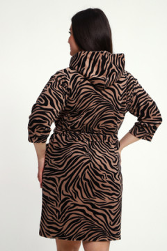 Халат махровый на молнии с капюшоном и накладными карманами