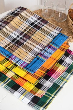 Набор полотенец вафельн."Шотландка" 40*75 см (5шт)