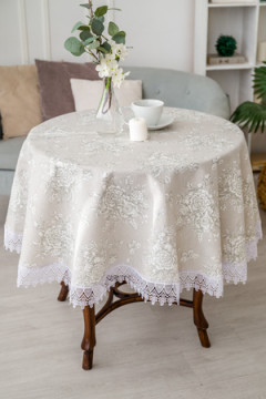Скатерть Шантильи с кружевом круглая