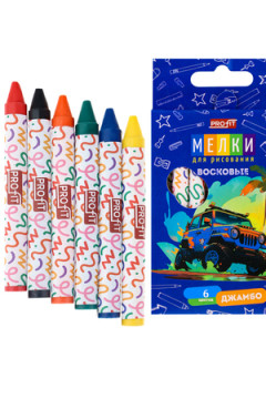 Набор восковых мелков Джамбо для дет.твор АФРИКАНСКОЕ САФАРИ (ШМ-4525),6цв в к/к с под