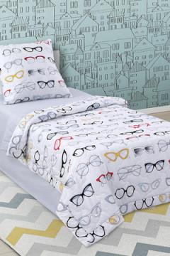 КПБ с одеялом стеганными наволочками Очки, перкаль