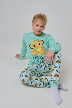 Пижама с брюками Кулирка с рибаной длинный рукав