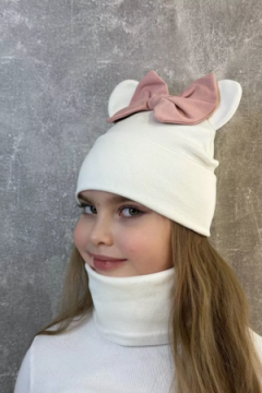 Комплект шапка и шарф 60355 с бантом