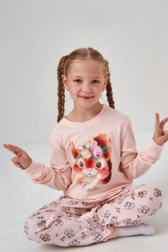 Пижама с брюками Кулирка с рибаной длинный рукав