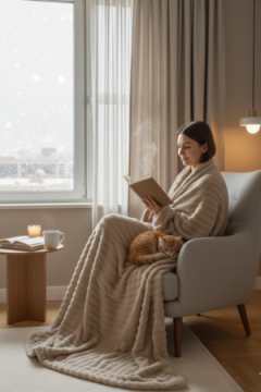 Плед Велсофт, плотность 220 г/м2, Pehmea Satu бежевый