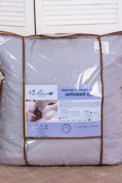 Подушка "Лебяжий пух" поплин леб. пух, атл. кант, отстрочка, лента, сумка(Н)