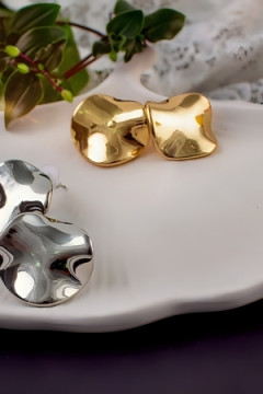 Серьги с эффектом мятого металла Круг + Подарок