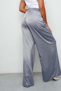 Брюки на резинке атласные 398GRY