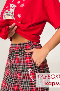 Пижама с брюками гномы красный