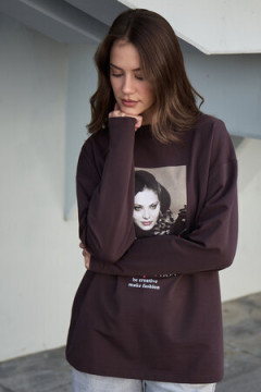 Лонгслив оверсайз с принтом