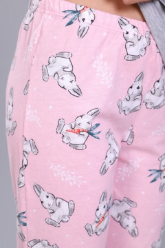 Пижама с брюками ПД-15-048 Зайцы-морковки