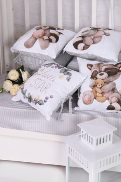 Бортик в кроватку из 12 подушечек на молнии с принтом арт. БРК-12П