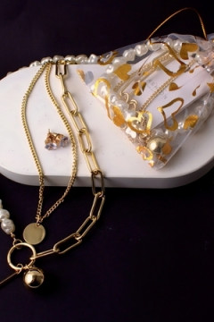 Колье с жемчугом и подвеской + Подарок, в подарочном мешочке