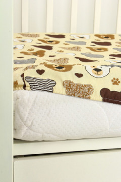 КПБ с простыней на резинке поплин Мишка топтышка