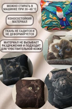 Наволочка декоративная 3D Кот Пума