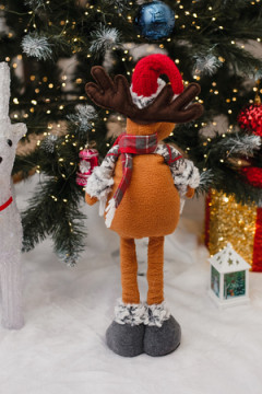 Игрушка новогодняя с выдвижными ногами Олень серые ботики серый