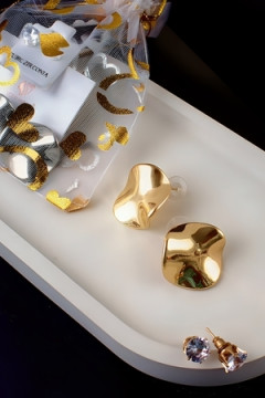 Серьги с эффектом мятого металла Круг + Подарок