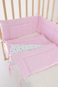Бортик в детскую кроватку четырехсторонний БРК32/звездочка-розовая