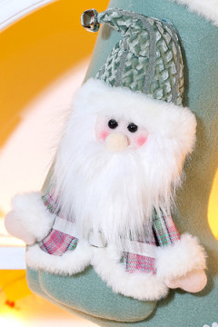 Новогодний носок для подарков зеленый Дед мороз 1 шт