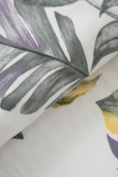 КПБ С листьями ананасы полисатин, наволочки 70х70см