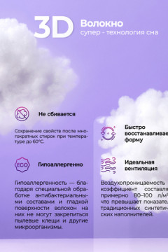 Подушка (50*70) средняя жесткость, анатомическая, съемный чехол из хлопка