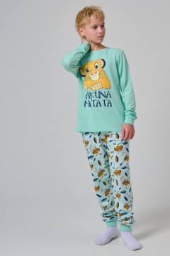 Пижама с брюками Кулирка с рибаной длинный рукав