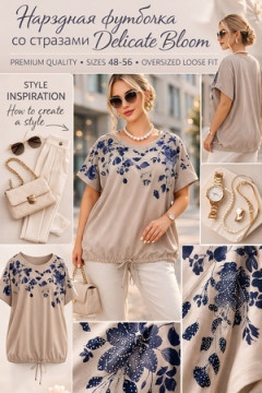 Футболка со стразами Delicate Bloom арт. М-258