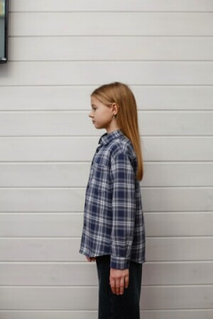 Детская рубашка подростковая синяя