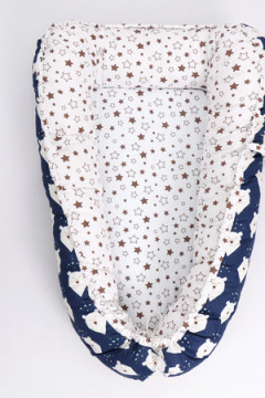 Кокон-гнездышко арт. КОГЗ-01/белый-мишка-синий