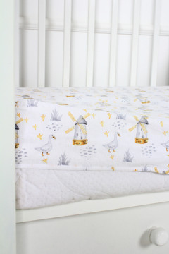 КПБ с простыней на резинке поплин арт. КПБП-ПР/гуси