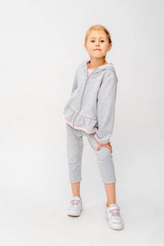 Костюм с бриджами Эмми серый с розовым