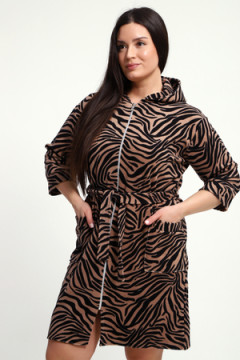 Халат махровый на молнии с капюшоном и накладными карманами