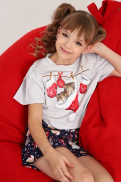 Пижама с шортами ПД-019-073 Кот Новый год